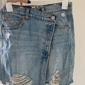 Free People Envelope Distressed Denim Mini Skirt